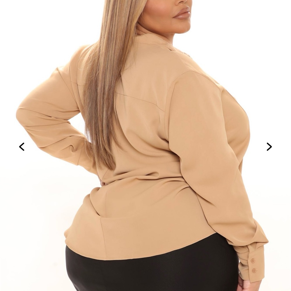 Fashion Nova Tan Button Down Shirt Size 3XL